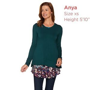 LOGO by Lori Goldstein Knit Top and Printed Tank Twin Set NwOT Large L